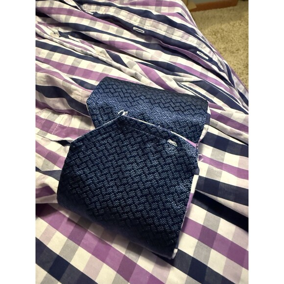 English Laundry Check Plaid Shirt Size 16.5-32/33 Cotton Purple Blue White - Picture 3 of 7